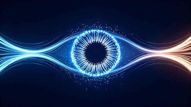 Abstract glowing eye with light trails