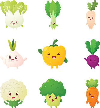 Cute Vegetable Character Collection Set
