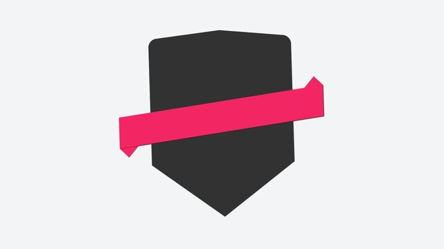 Black Shield with Pink Ribbon Banner Icon