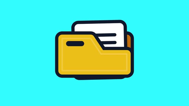 Animated Yellow File Folder and Document Icon