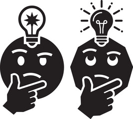 Creative Thinking Face Emoji Silhouette Vector Graphic © Azaharul