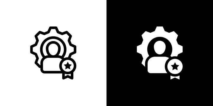 Competency Assessment Expert Badge Icon concept with flat Black White Background. Vector illustration.