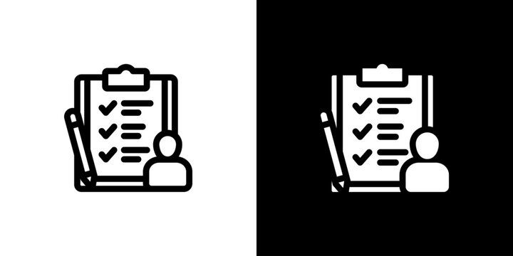 Self Assessment Personal Review Icon concept with flat Black White Background. Vector illustration.