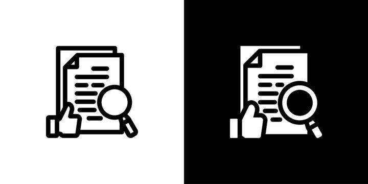 Answer Review Paper Document Icon concept with flat Black White Background. Vector illustration.