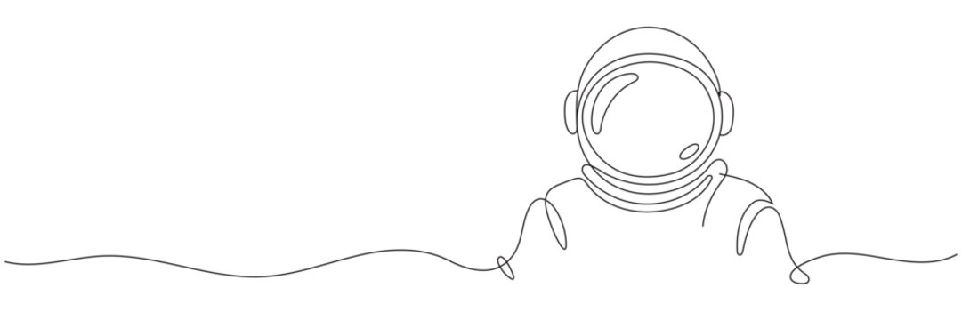 One line astronaut in suit portrait - Editable stroke