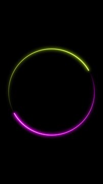 Modern neon circle loading graphic for app interfaces. Neon circle for loading screens and system processing. Loading graphic for user-friendly digital experiences and modern UI.