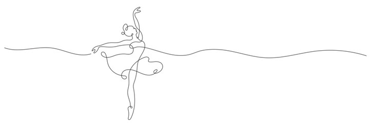One line ballerina dancing pose. editable stroke vector. © dariachekman