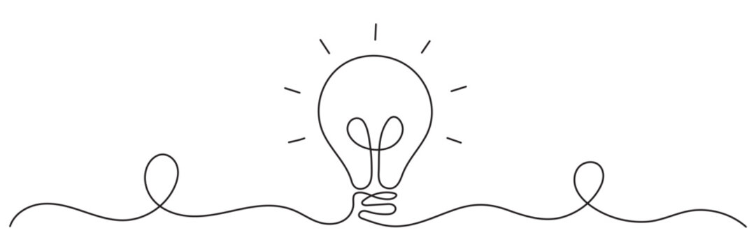 One line light bulb idea concept. editable stroke vector.