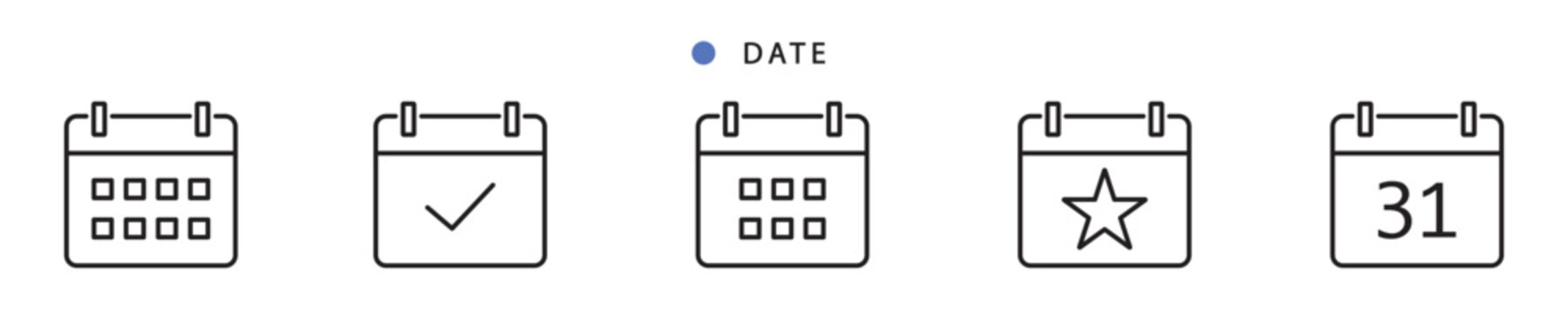 Date calendar linear icons set .editable stroke. vector