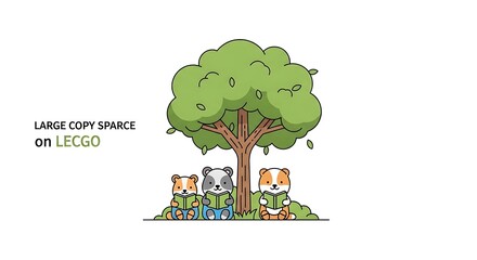 Fototapeta premium Lego animals sitting under tree.