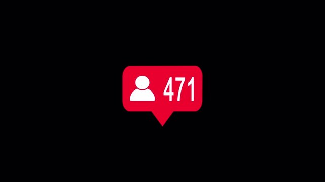 Follow icon animation. Comment box icon animation. 471 new messages. New message notification animation with a smooth pop-up effect, including social media notifications.