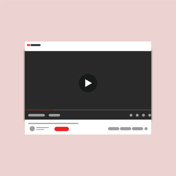 YouTube video template mockup, light and dark player frame. Youtube app interface blank video screen frame. channel video player page mockup. 

