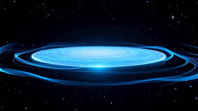 Blue glowing disc in space