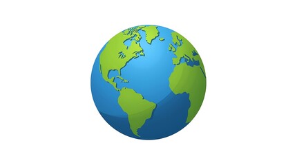 Fototapeta premium Cartoon Earth Globe Isolated on White Background.