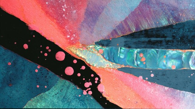 Abstract geological cross-section with coral pink salmon bands a