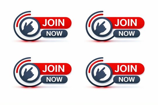 Modern join now button with thumbs up icon set of four