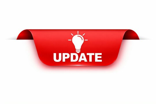 Red update banner with light bulb icon and text