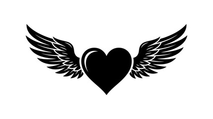 Fototapeta premium Black Heart with Angel Wings Vector Illustration
