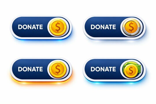 Modern donate button with coin icon in vibrant colors