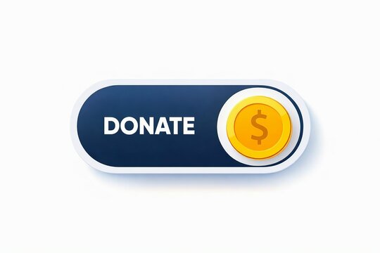 Modern donate button with dollar coin icon
