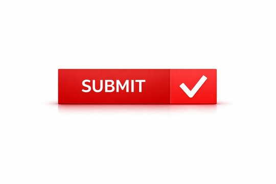 Red 3d submit button with checkmark icon