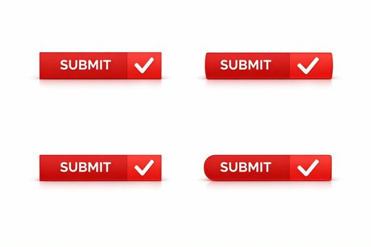 Red retro pixel submit button with checkmark icon