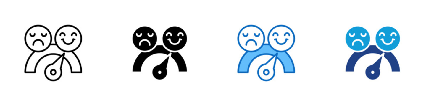 Satisfaction Score Multiple Style Icon Design Vector - Customer satisfaction gauge representing experience measurement, sentiment analysis, and service performance