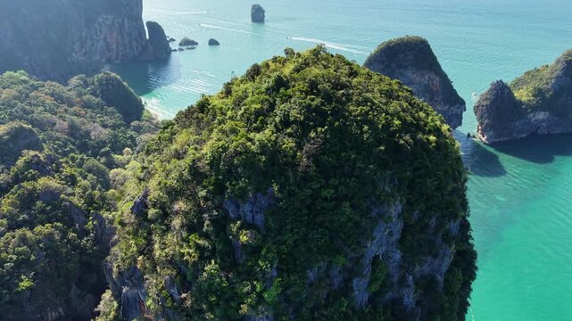 Thailand, a paradise beach in Krabi, video filmed with a DJI Mini 5 Pro drone in 2026. 4K quality. Color grading by DaVinci Resolve 