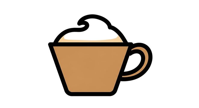 Golden coffee cup with steam illustration.