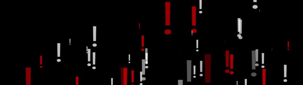 Flying Exclamation Mark Seamless Loop Animation. Abstract Background with Floating Warning Symbols for Important Notifications