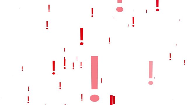 Flying Exclamation Mark Seamless Loop Animation. Abstract Background with Floating Warning Symbols for Important Notifications