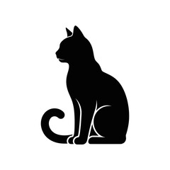 Black cat silhouette, feline icon, pet vector, animal graphic isolated on White Background © Md jakir