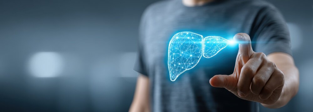 Medical illustration of human torso with highlighted liver for health awareness