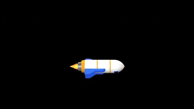 Creative business rocket horizontal move on transparent background for startup growth, product launch, innovation, business success, career growth, goal achievement