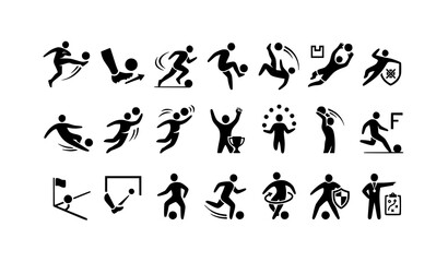Fototapeta premium Modern Abstract Football Player Icon Collection Vector with Dynamic Soccer Sports Figures on White Background