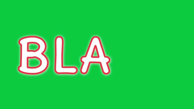 Animated text BLACK word appearing letter by letter on green screen background
