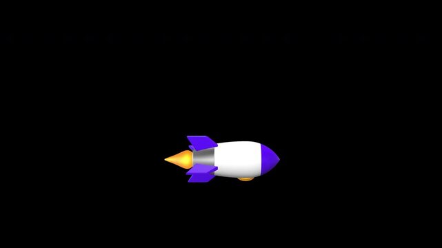 Innovation and business expansion rocket horizontal move on transparent background for startup growth, product launch, innovation, business success, career growth, goal achievement