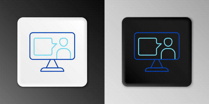 Line E-learning of different foreign languages icon isolated on grey background. Colorful outline concept. Vector