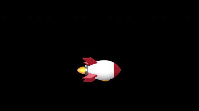Rocket business strategy and innovation horizontal move on transparent background for startup growth, product launch, innovation, business success, career growth, goal achievement