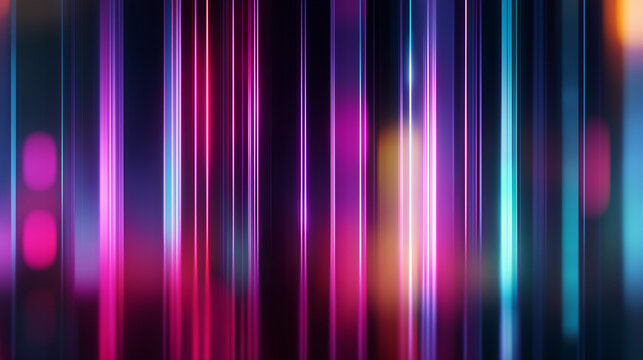 Vertical neon light lines with luminous magenta and cyan glow