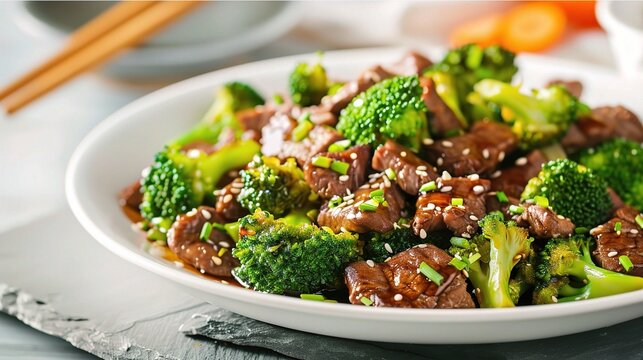 Beef and broccoli stir fry, Asian style healthy protein dish