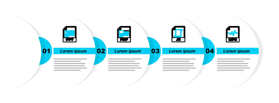 Set line MP3 file document, JS, PDF and PPT icon. Vector