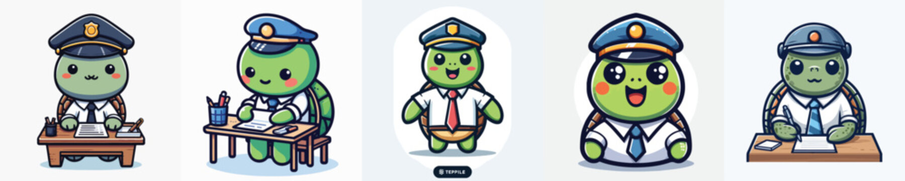Cute Frog Career Character Collection in Cartoon Style