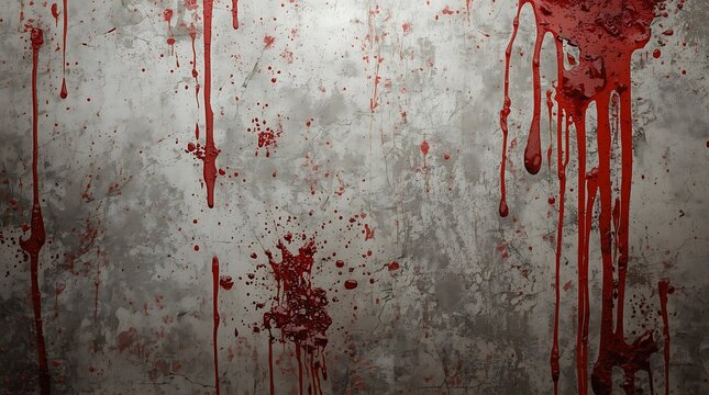 Blood Splatter on Concrete Wall - A Spooky and Disturbing Scene.