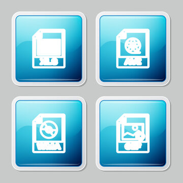 Set line XLS file document, AVI, WMA and GIF icon. Vector