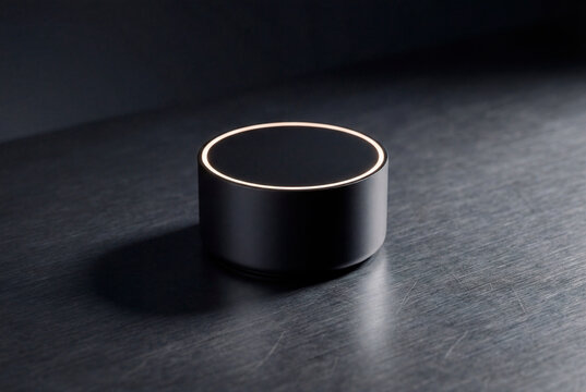 Minimalist 3D smart speaker with illuminated circular interface