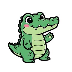 Fototapeta premium Cartoon green dinosaur character with glasses and tie.