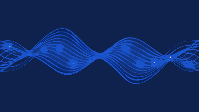 Blue wave pattern against a dark blue background featuring repeating sinusoidal curves and subtle highlights waves undulation oscillation