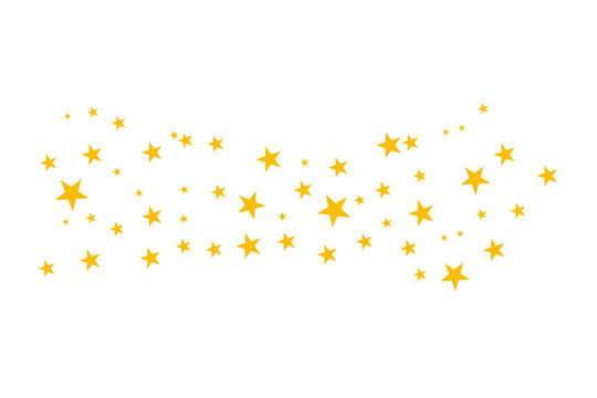 Golden Star Trail Vector Illustration - Scattered Sparkle Stars Confetti Pattern on Transparent Background for Celebration Design