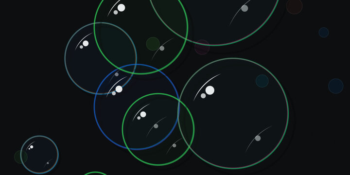 Abstract bubbles with glowing dots and intersecting circles Vector, illustration